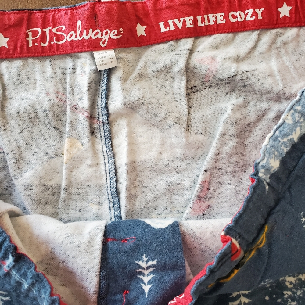 PJ Salvage apres ski flannel lounge pajama pants blue large - Picture 3 of 6